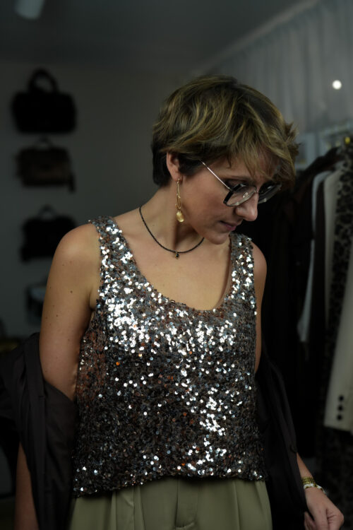 Top à sequin - CURVY - Choco