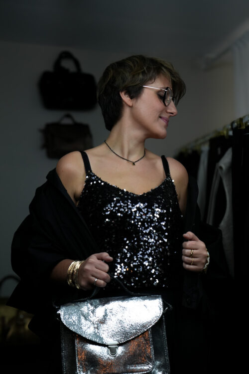 Top à sequin - CURVY - Noir