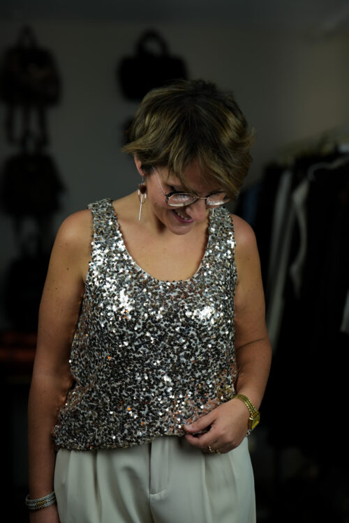 Top à sequin - CURVY - Doré