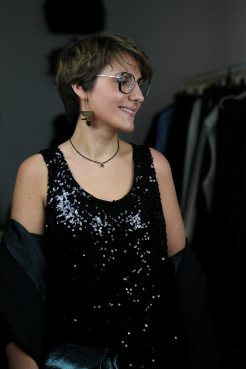 Top à sequin - Noir