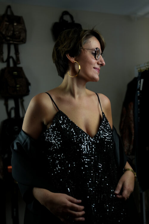 Top bretelles - Paillettes - Argentées