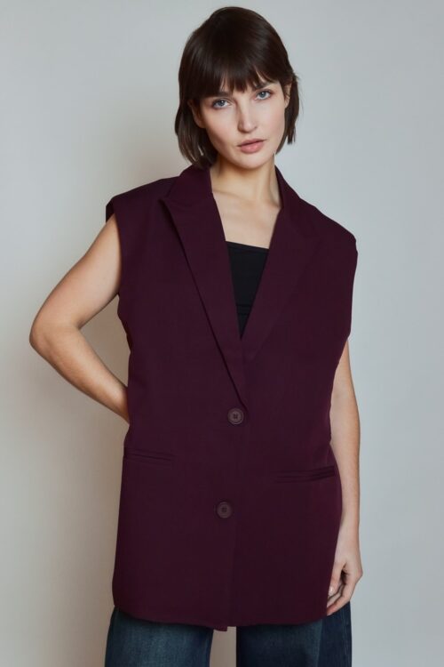 Blazer oversize sans manche - Bordeaux