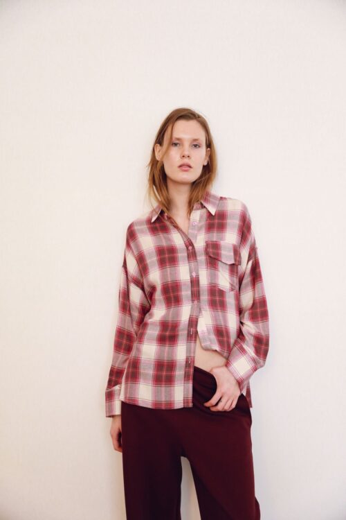 Chemise à carreaux - Rose