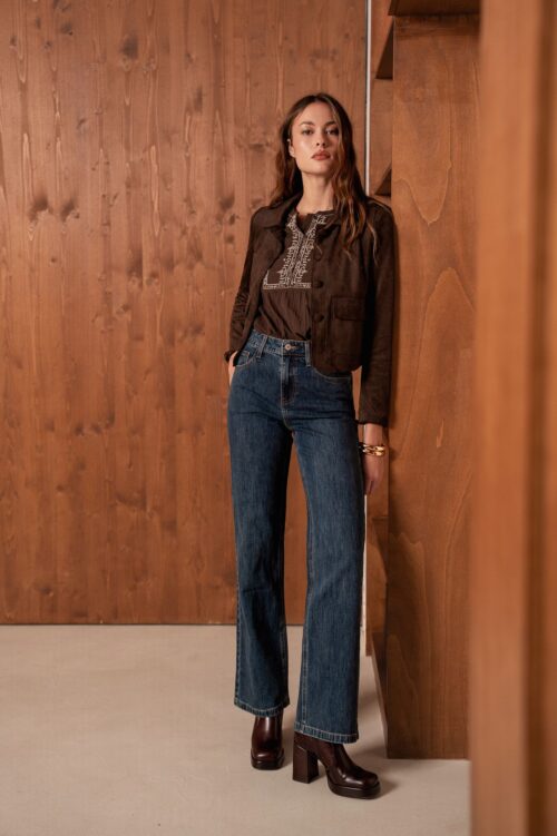 Jeans Wide leg - Barbara - bleu foncé