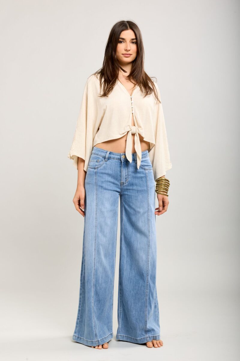 Jeans large Palazzo fluide Bleu Dame 18556 2