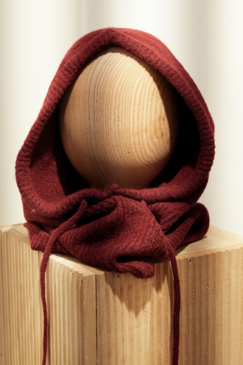 Cagoule col en mailles unie - bordeaux