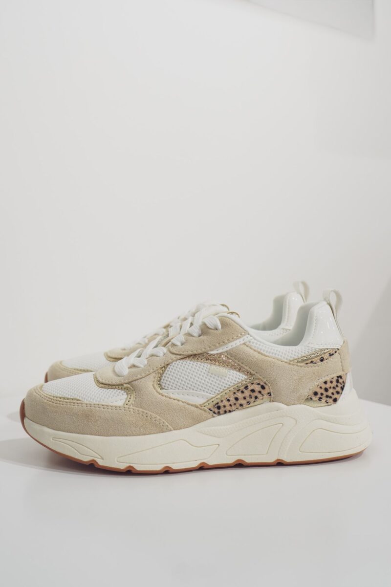 Basket basse pour femmes POELMAN Caro Beige soft gold blanc avec semelle structuree Poelman 18606 2