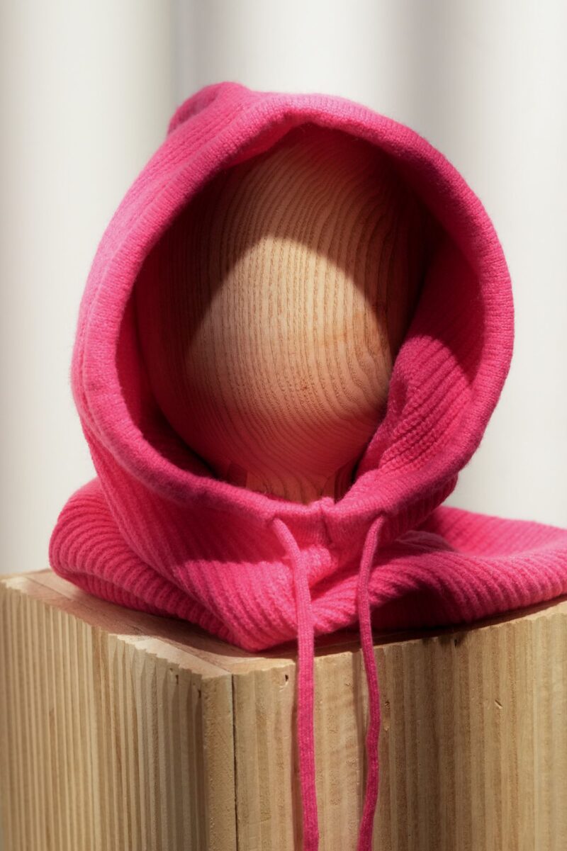 Cagoule col en mailles unie fuschia Foulard Echarpe 18597 2 1