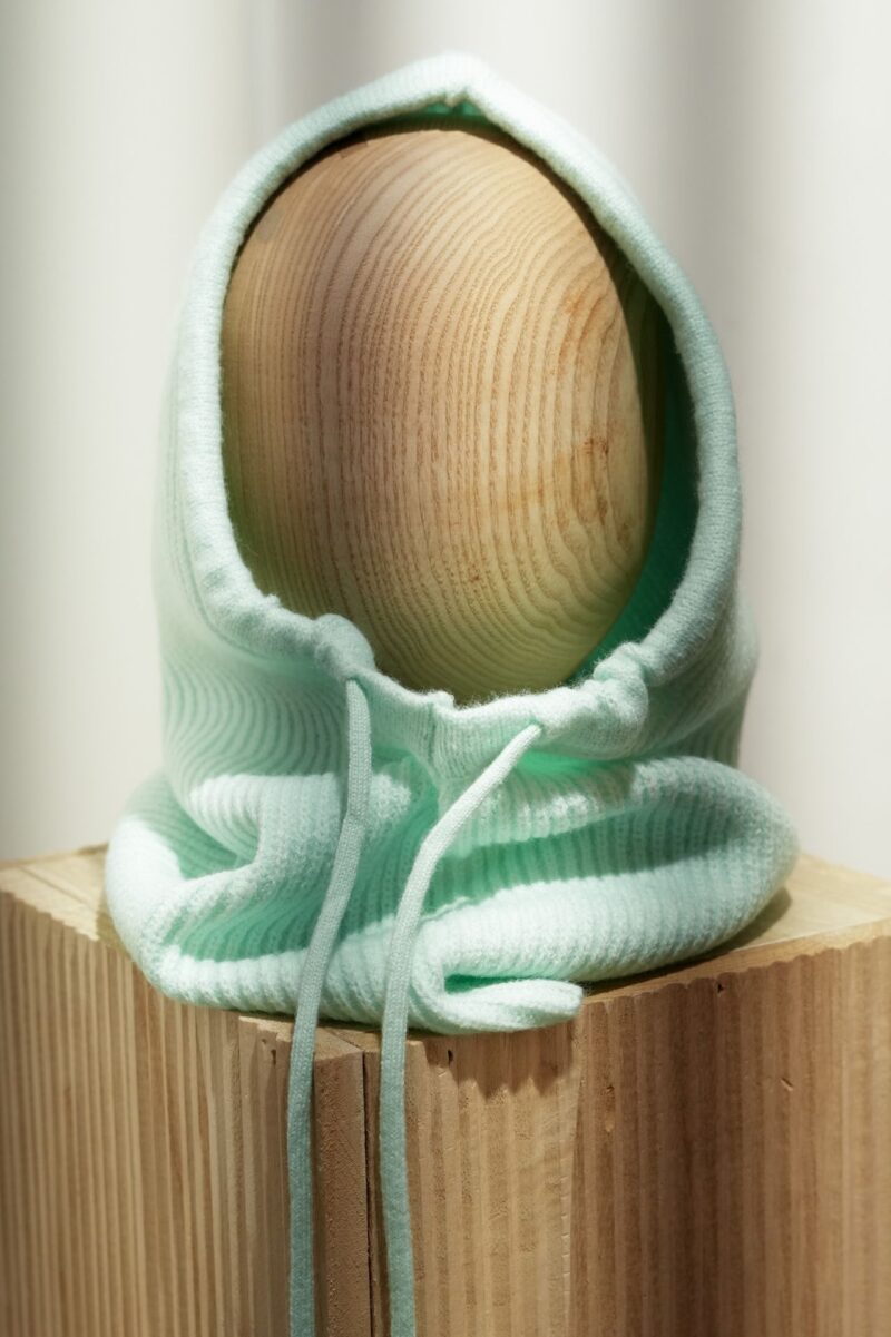 Cagoule col en mailles unie vert deau Foulard Echarpe 18594 2