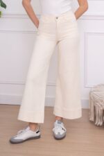 Jeans evasé coupe 3/4 - Beige