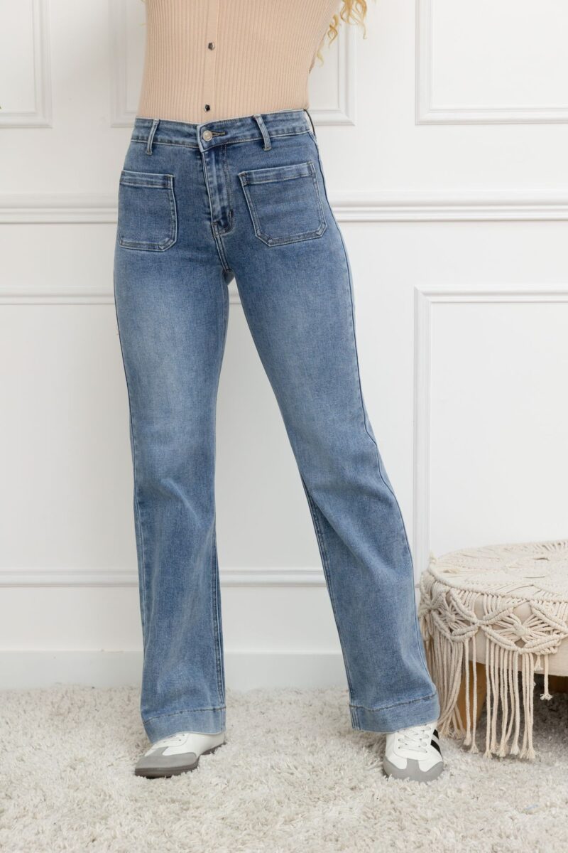 Jeans patte delephant Bleu fonce Dame 18716 2