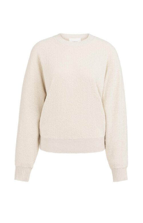 Pull en maille bouclée manches chauve-souris et bords côtés - YAYA - beige