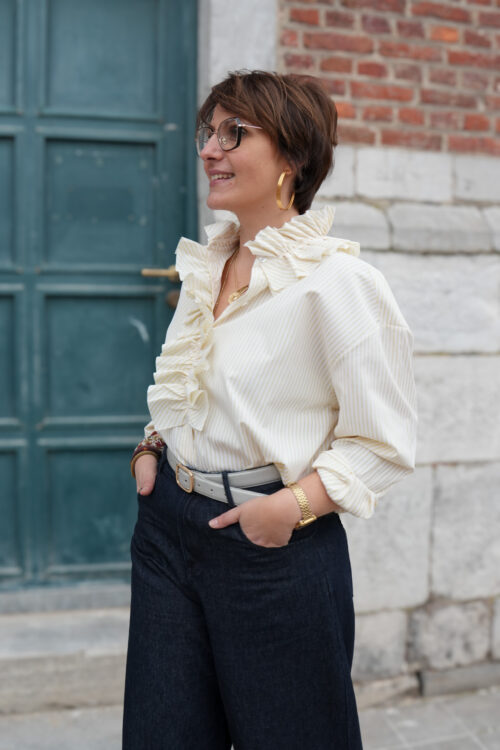 Chemise à rayures avec fil - Anabelle - Jaune