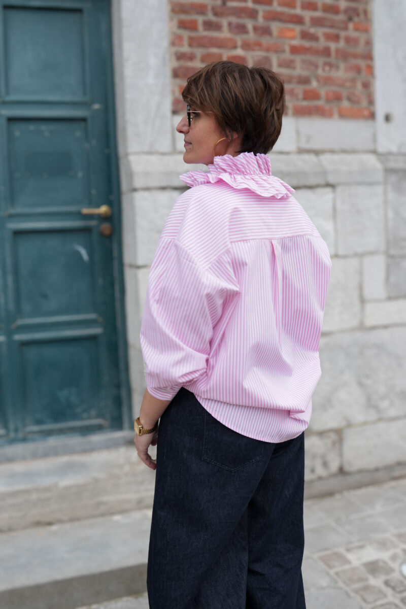 chemise a rayures avec fil anabelle rose 04