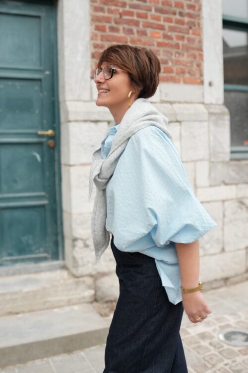 Chemise ample avec tissu texturé - Christa - Bleu