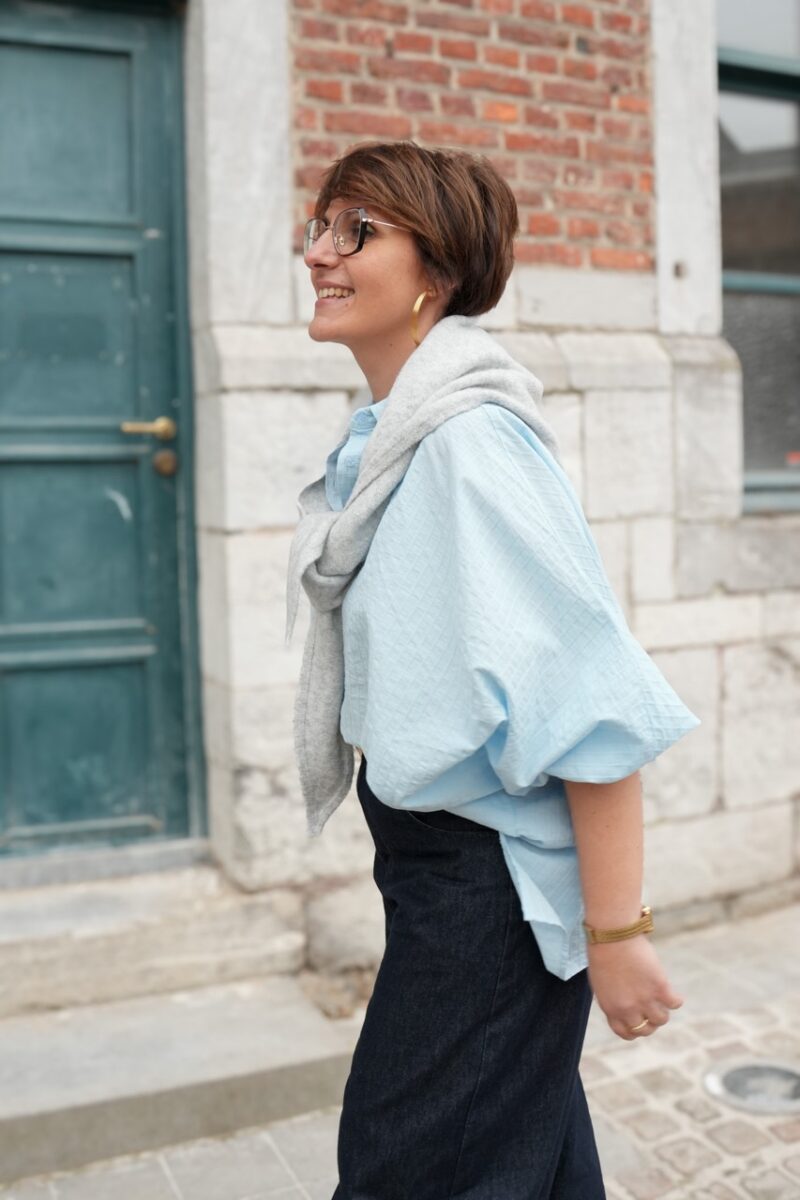 chemise ample avec tissu texture christa bleu 03