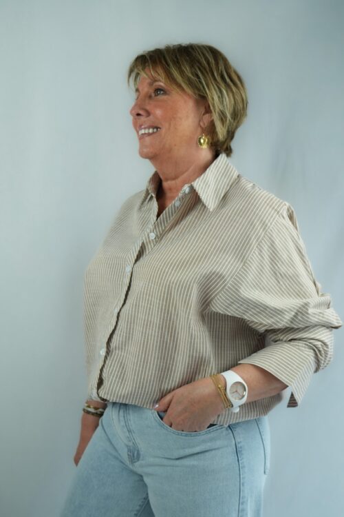Chemise lignée - Beige