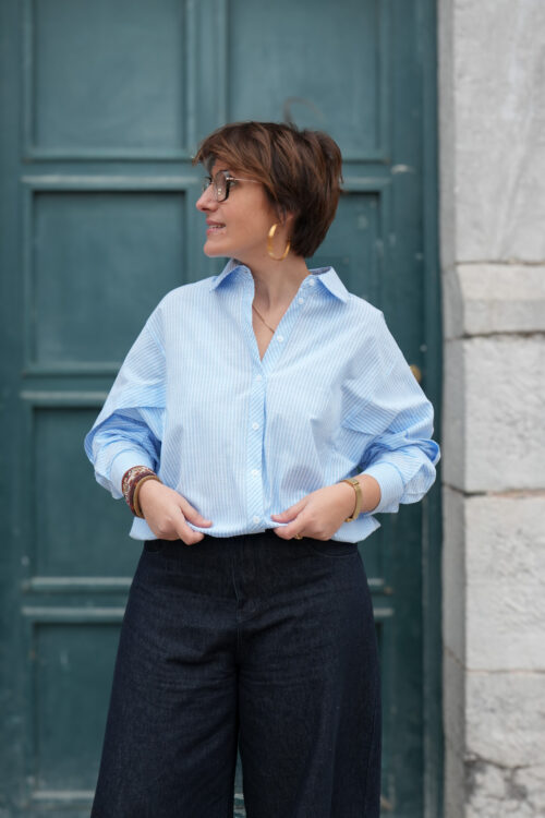 Chemise lignée - Bleu ciel