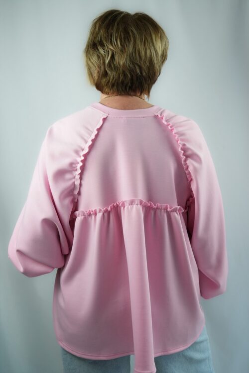 Sweat col rond dos tressé - Rose