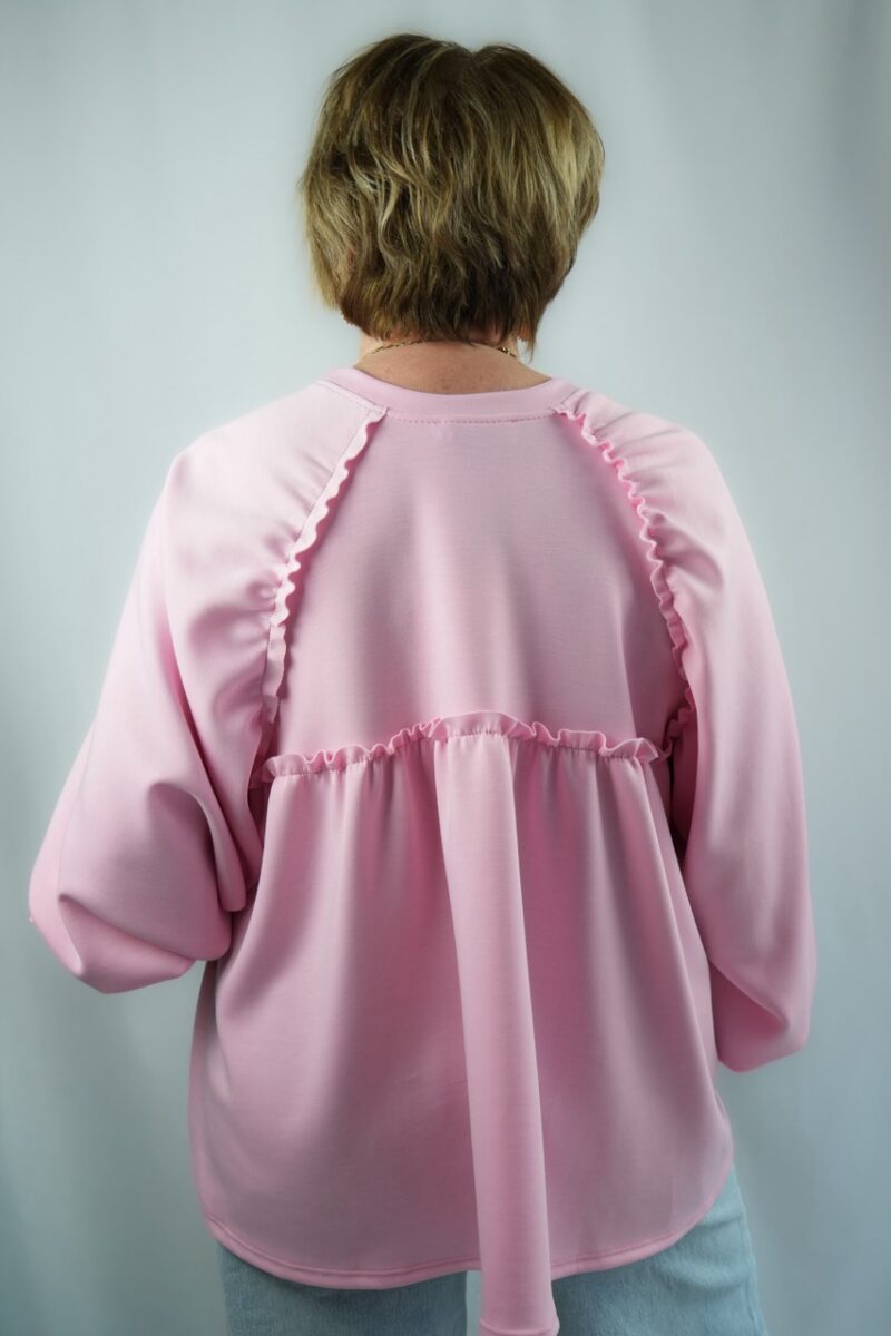 sweat col rond dos tresse rose 05