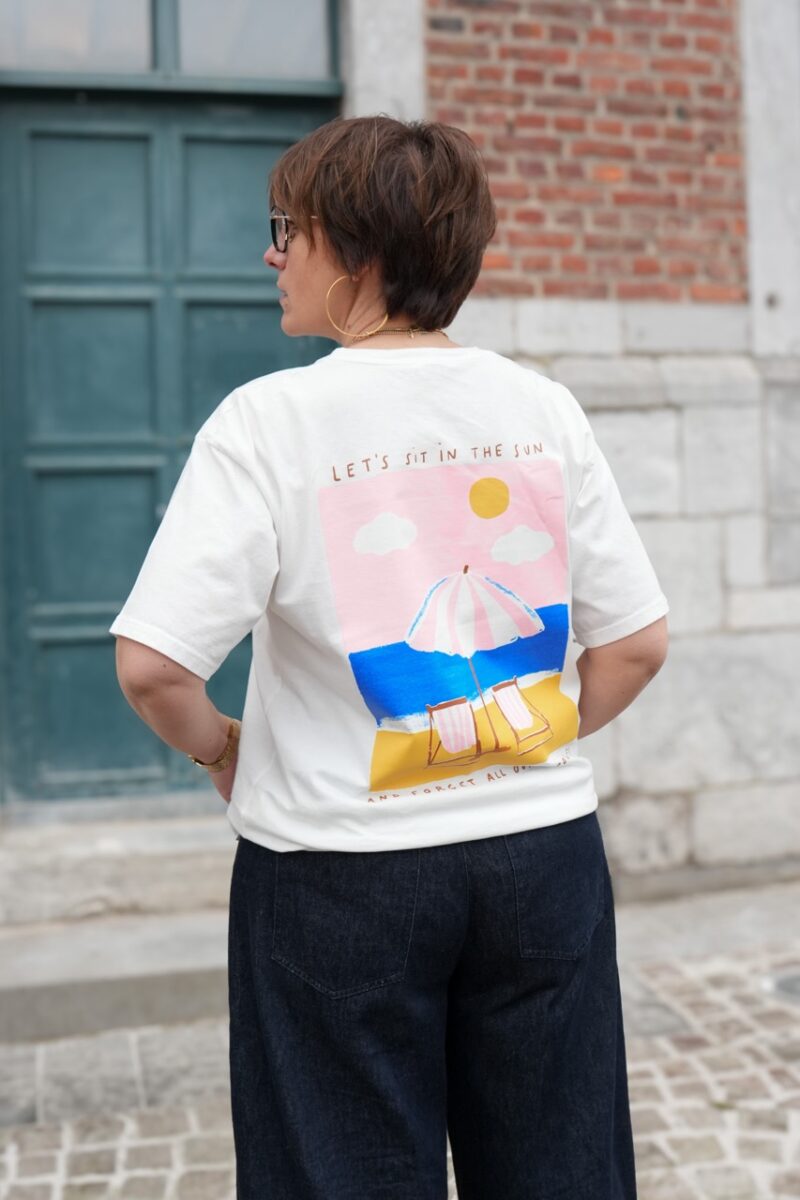 t shirt manches courtes lets sit in the sun blanc 06