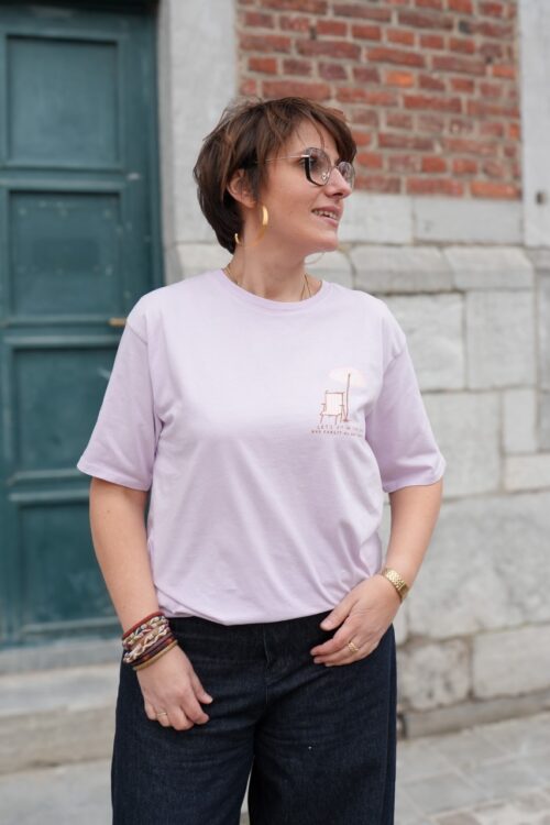 T-shirt manches courtes - Let's sit in the sun - Mauve