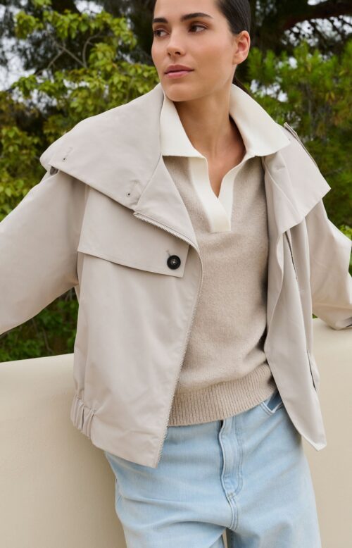 Veste bomber courte avec des détails trench - YAYA - slate grey