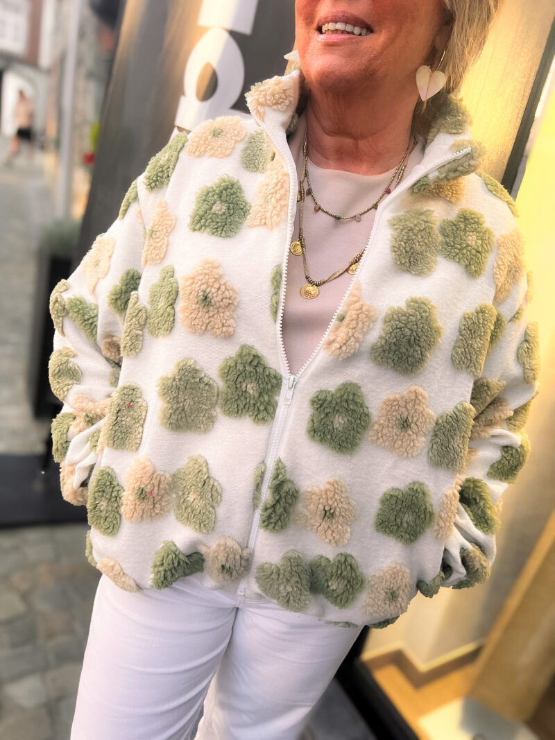 veste polaire oversize floque flower vert 01