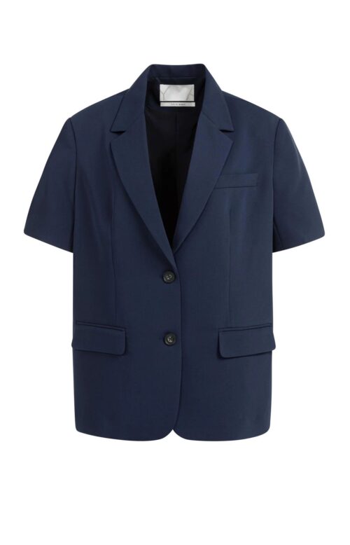 Blazer oversize, manches courtes col revers - YAYA - marine