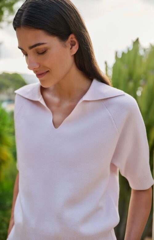 Pull manches courtes en maille - YAYA - gray lilac