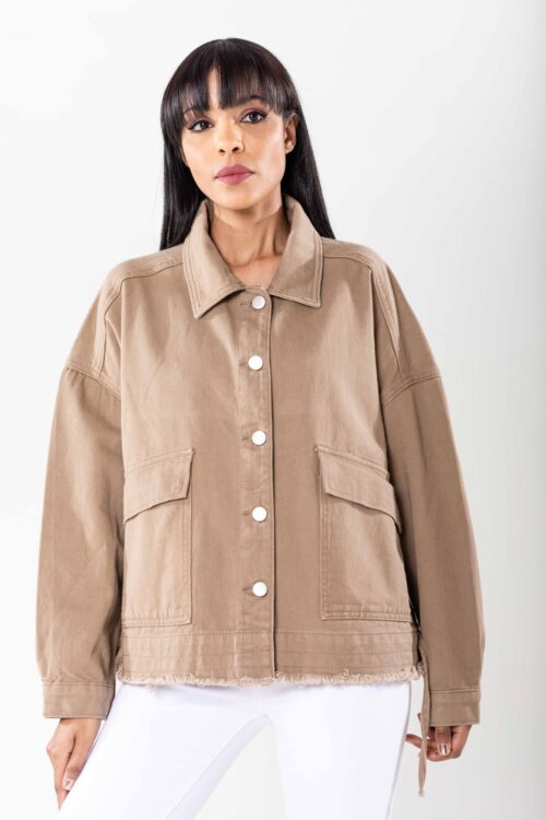 Veste en jeans oversized - Zoé - taupe