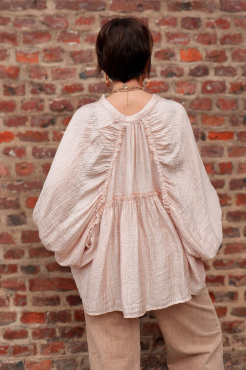 Blouse texturée avec dos drapé - Anna - Rose poudré