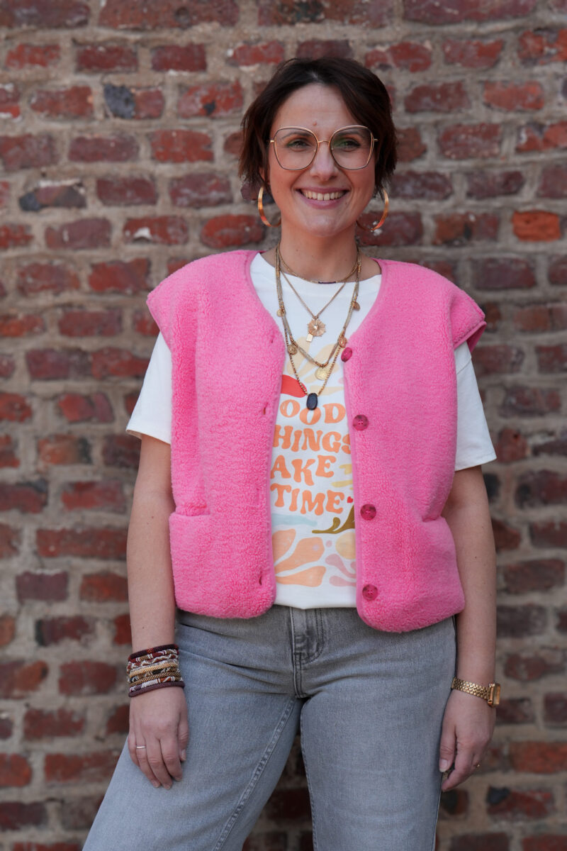 gilet sans manches teddy fred fuchsia 02