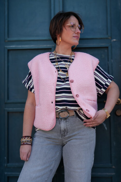 Gilet sans manches teddy - Fred - Rose