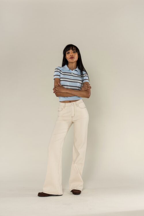 Jeans flare - Kate - beige naturel