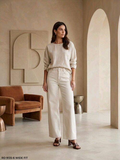 Jeans large extra long - Anaïs - écru