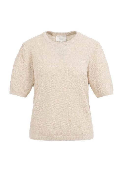 Pull manches courtes en maille texturée - YAYA - beige