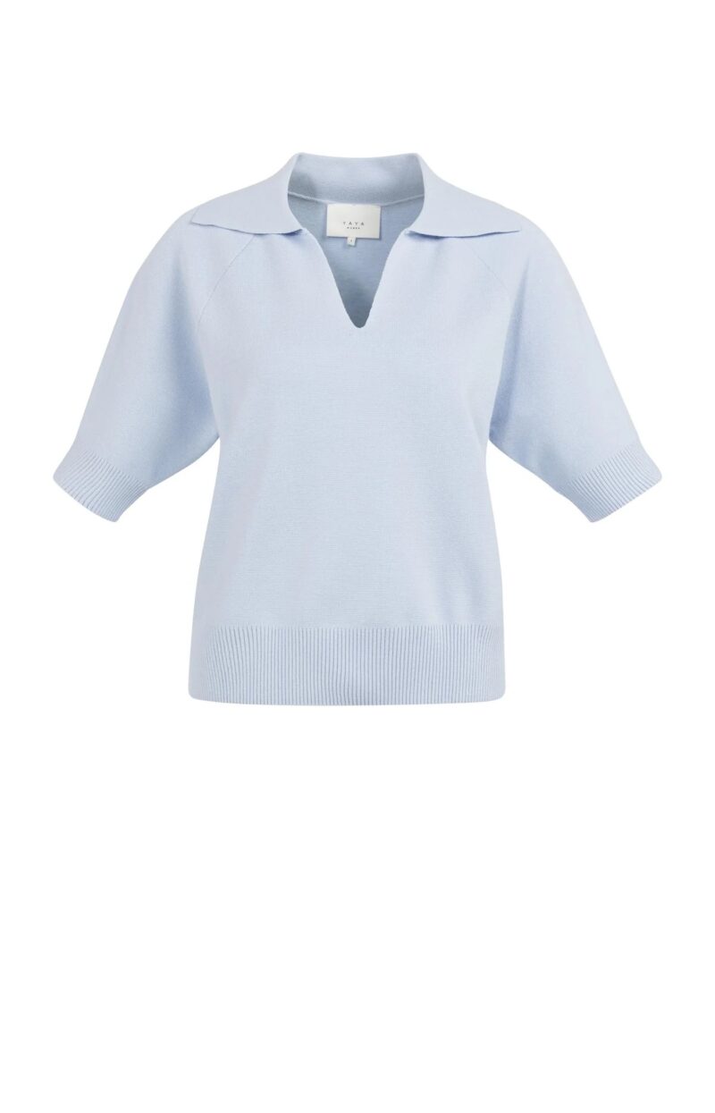 pull-manches-courtes-en-maille-yaya-bleu-ciel_02 pull manches courtes en maille yaya bleu ciel 02