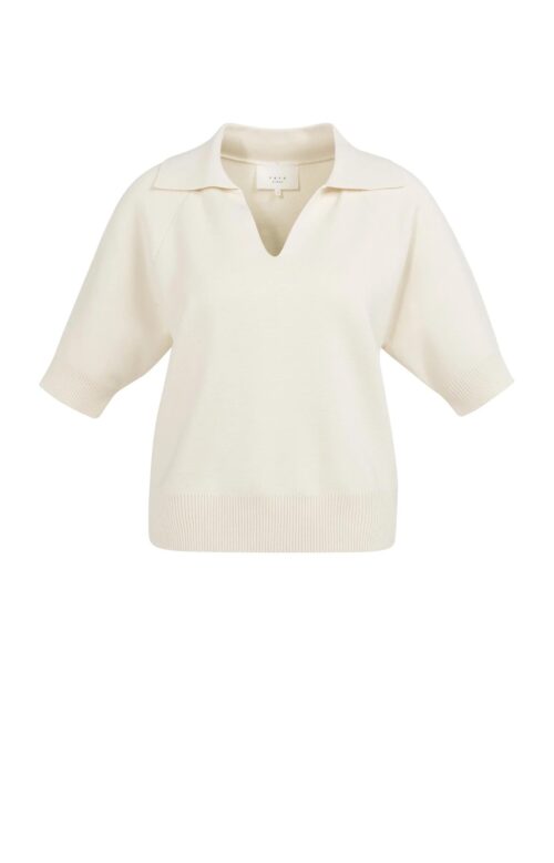 Pull manches courtes en maille - YAYA - écru