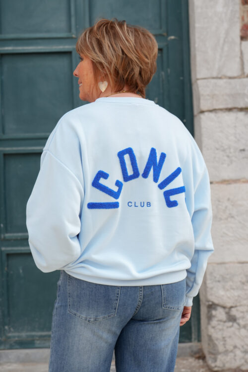 Sweat col rond manches longues - ICONIC - bleu ciel