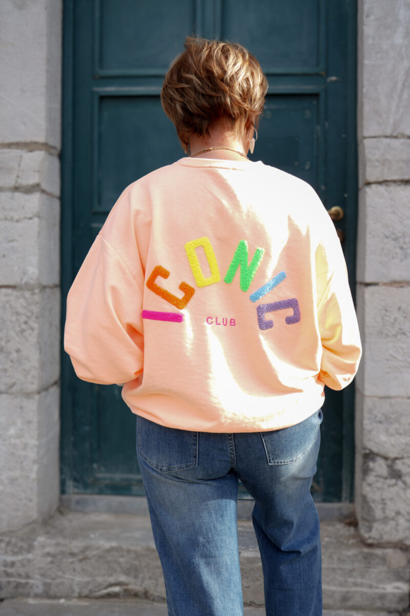 sweat col rond manches longues iconic multicolore abricot 05