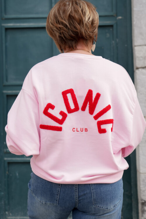 Sweat col rond manches longues - ICONIC - rose