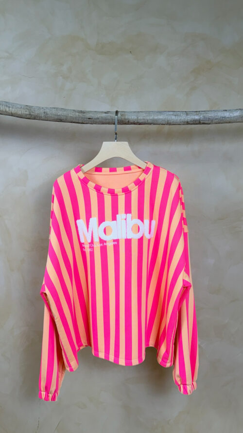 Sweat oversized à rayures - Malibu - rose et saumon