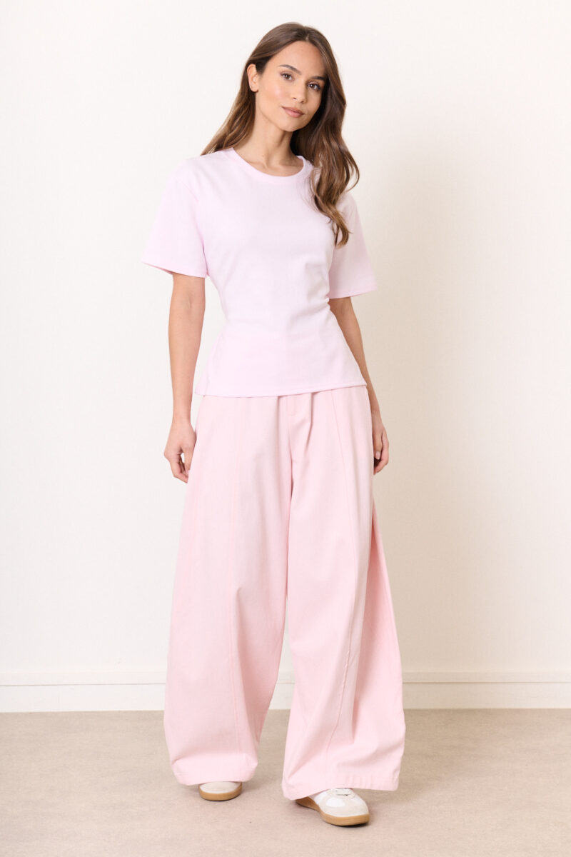 t shirt avec corsage dans le dos rose 01