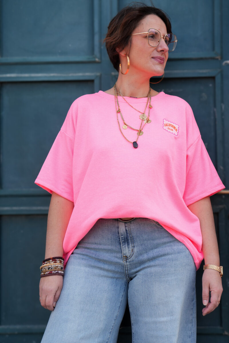 t shirt manches courtes california club fuchsia 01