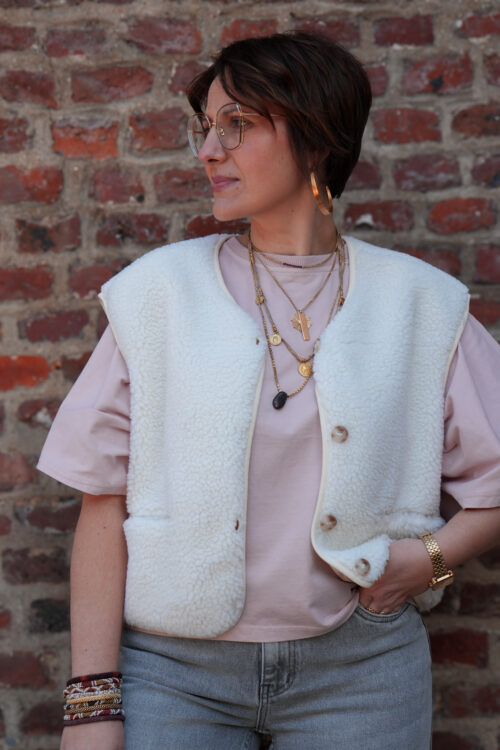 Gilet sans manches teddy - Fred - Beige