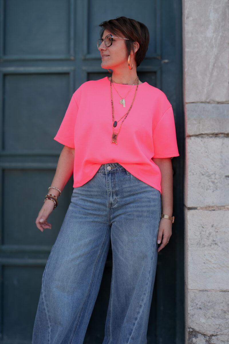 t shirt ultra doux joy fuschia fluo 03