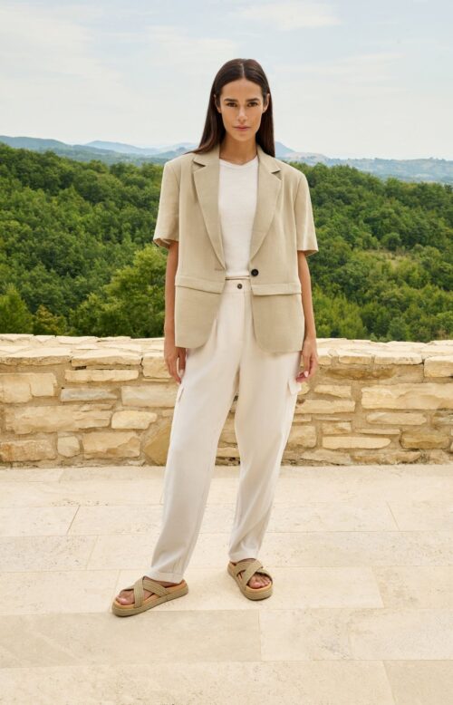 Blazer manches courtes avec ourlet zippé amovible - YAYA - brun céramique