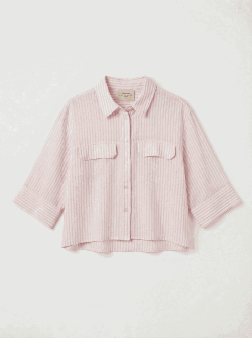 Chemise lignee avec manches 34 et poches Rose Dame 19116 2