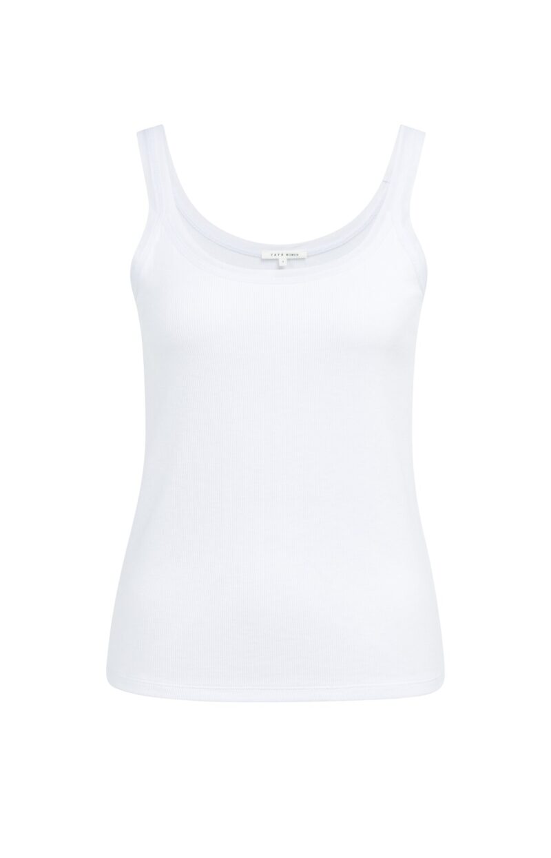 Debardeur avec finition en maille filet YAYA blanc YAYA 19092 2